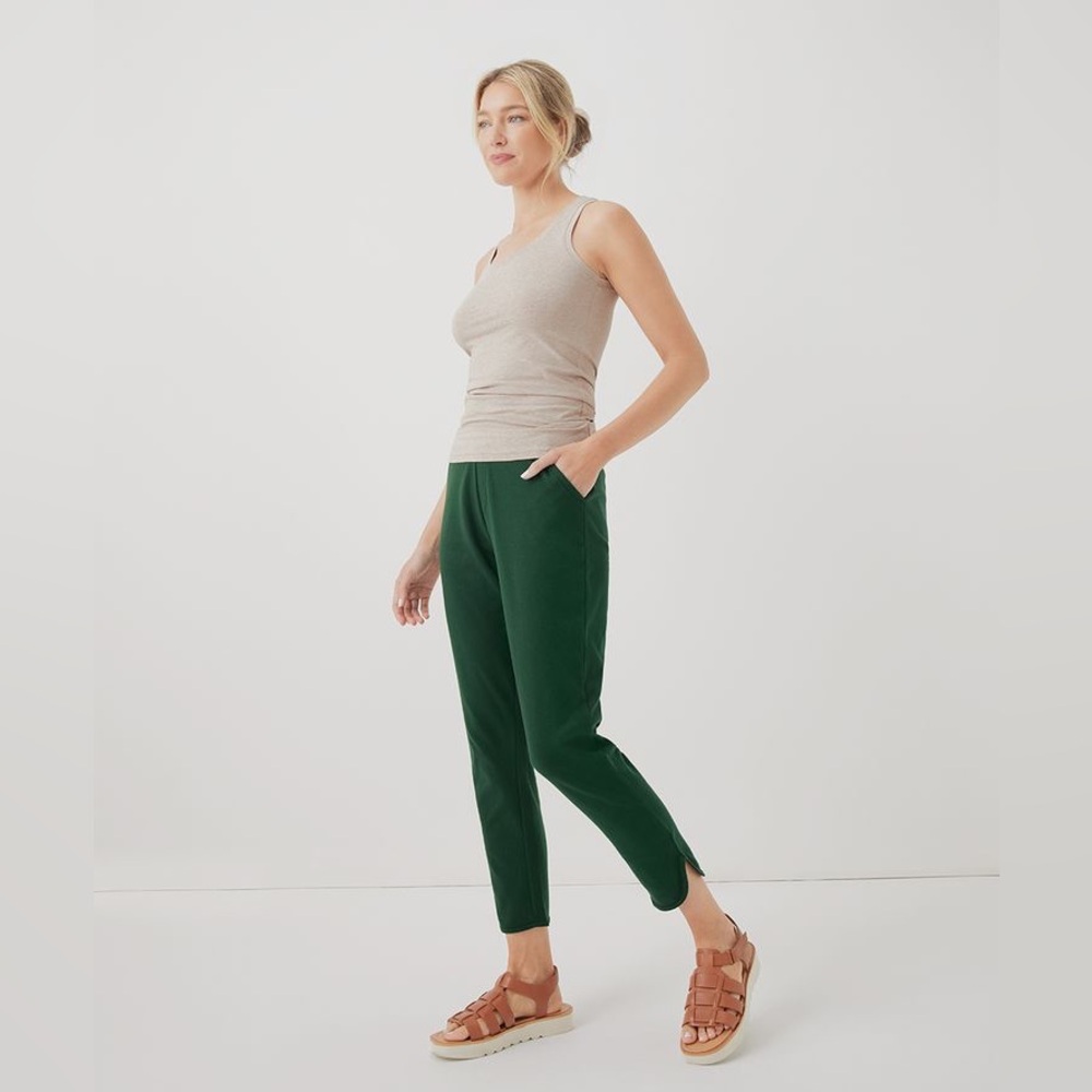 Pact Organic Cotton Women’s Large Forest Green Tulip Hem Airport Pants